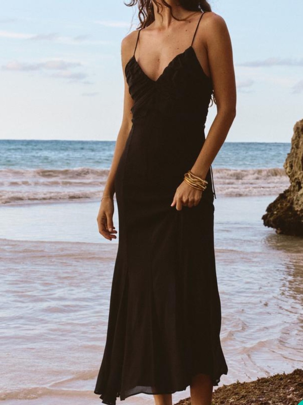 Zara Black Spaghetti-Strap Maxi Dress